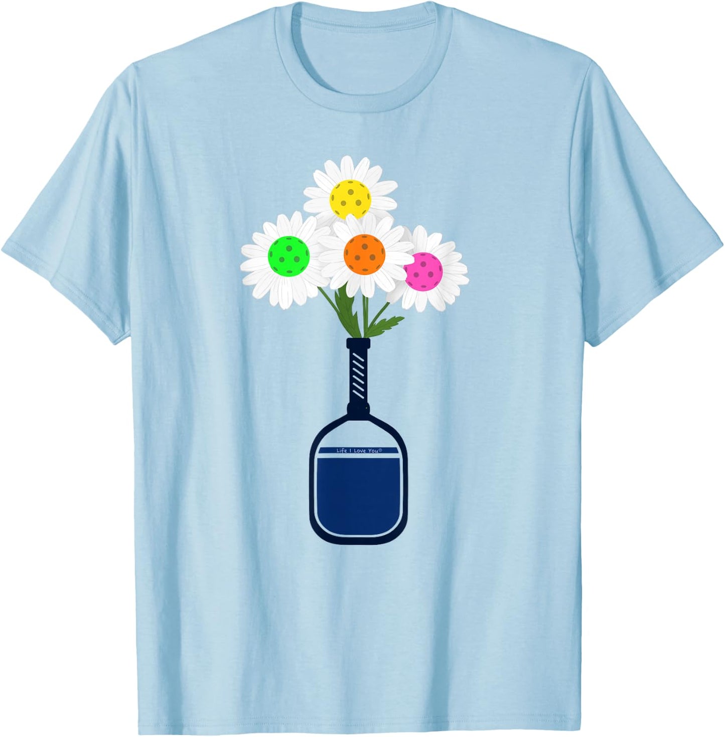 Pretty Pickleball Flowers in Paddle Vase - Pickleball T-Shirt - T-Shirt | Light Blue