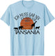 with German Text "Ich muss gar nix - ich muss nur nach Tanzania", gray T-Shirt - T-Shirt | Light Blue
