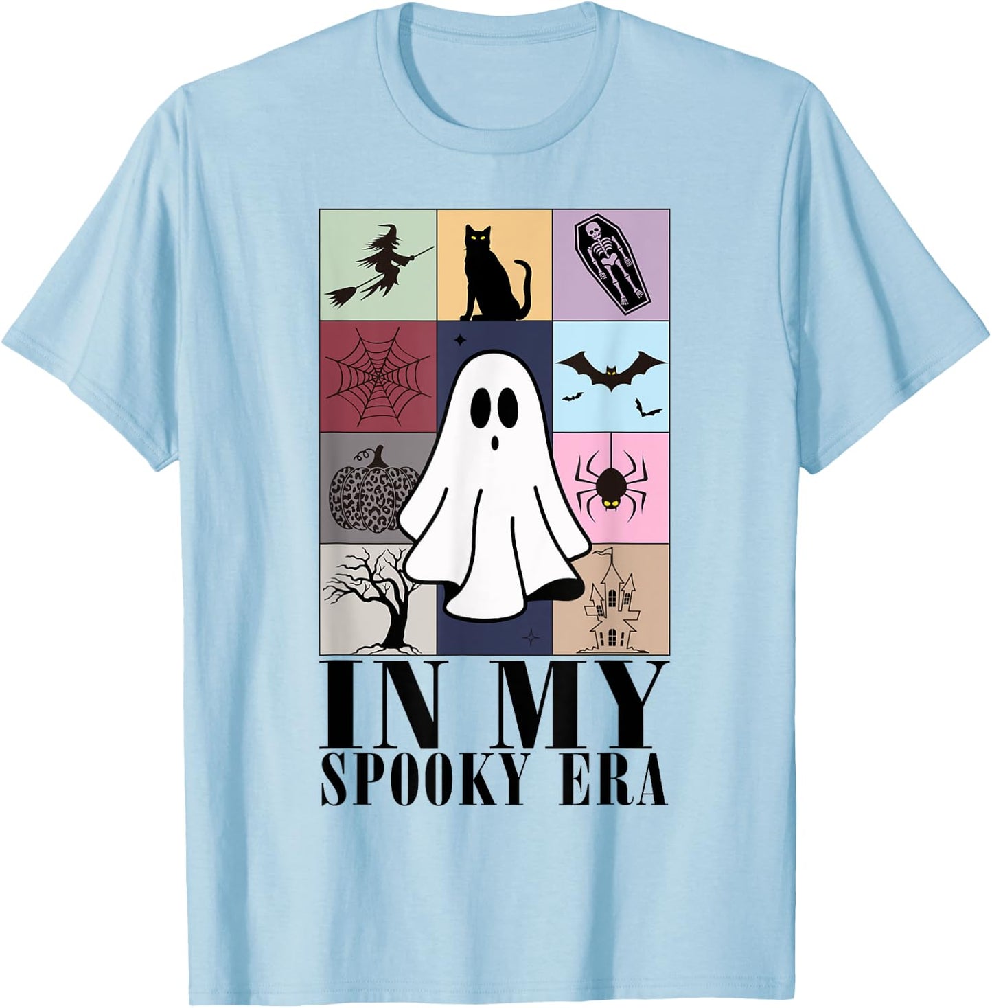 Funny Ghost Retro Halloween In My Spooky Era T-Shirt - T-Shirt | Light Blue