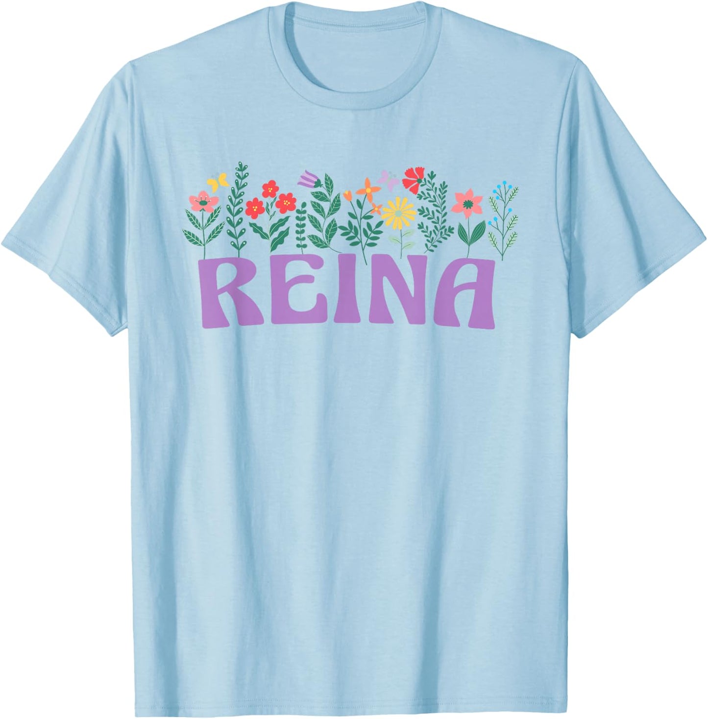 Wildflower Floral Queen Name Mother's Day Women's , white, S T-Shirt - T-Shirt | Light Blue