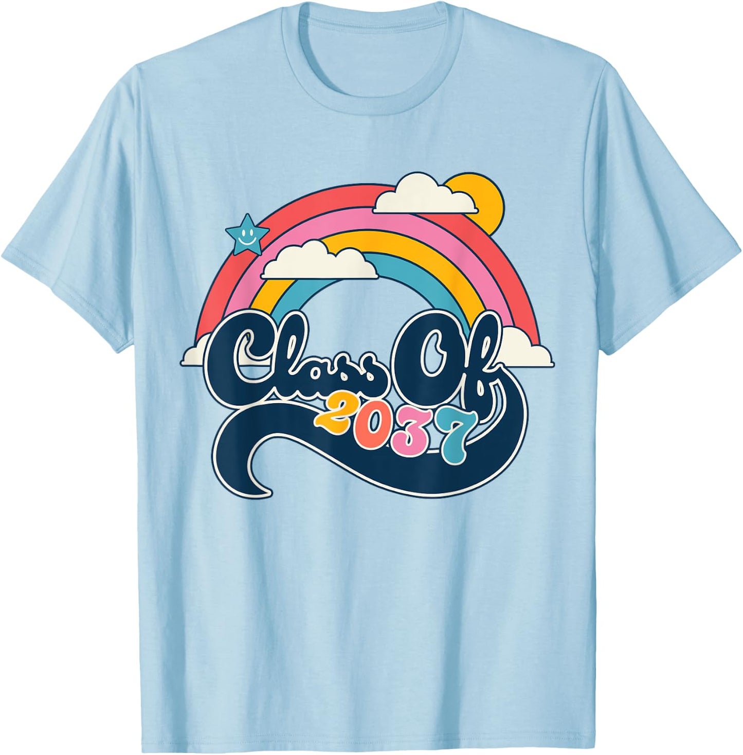 Class Of 2037 Rainbow Girls Kindergarten First Day Of School T-Shirt - T-Shirt | Light Blue