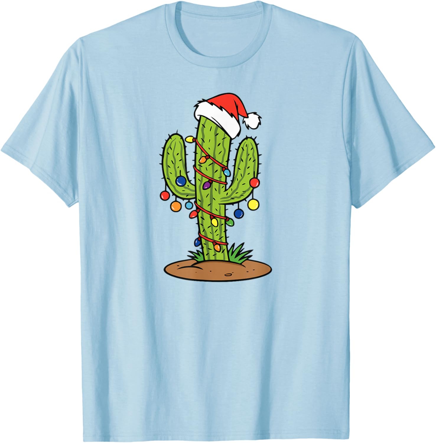 Cactus Holiday Christmas Tree T-Shirt - T-Shirt | Light Blue