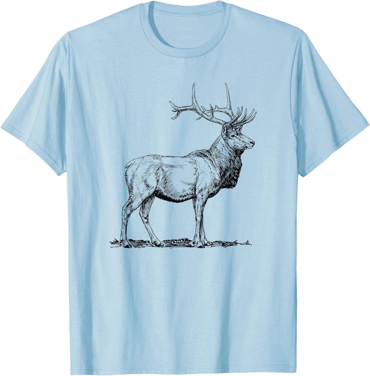 Cute Deer Whitetail Buck Illustration Graphic Boy & Girl T-Shirt - T-Shirt | Light Blue