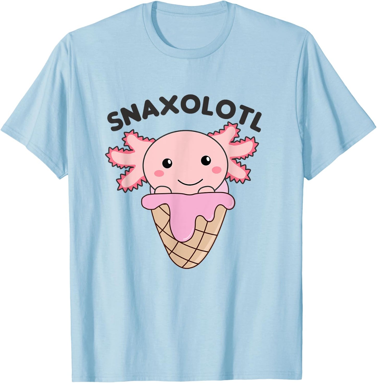 Snacks Pun Snaxolotl Ice Cream Axolotl Men Women Kids T-Shirt - T-Shirt | Light Blue