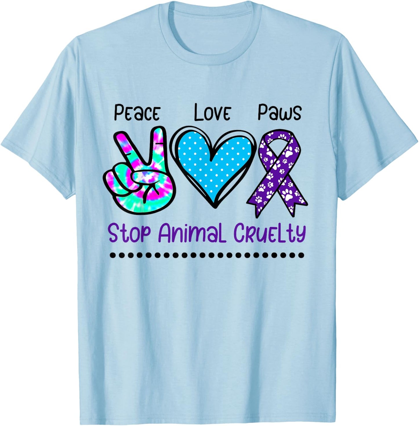 Animal cruelty abuse awareness support stop ribbon paw print T-Shirt - T-Shirt | Light Blue
