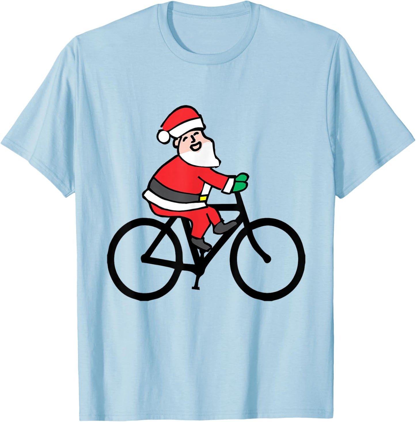 Feliz Navidad Funny Santa on a Bike for Christmas T-Shirt - T-Shirt | Light Blue