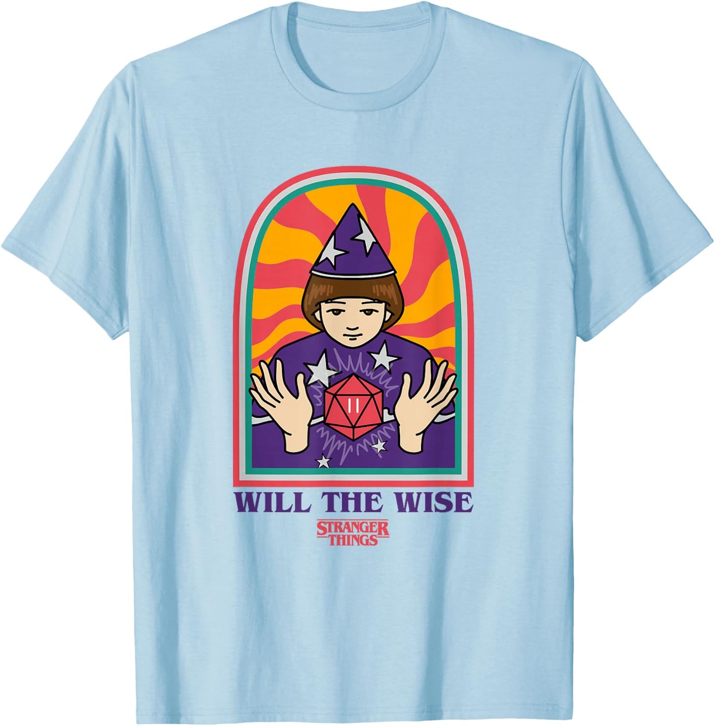Stranger Things Will The Wise Dungeons & Dragons Tarot Card T-Shirt - T-Shirt | Light Blue