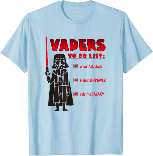 Star Wars Classic Darth Vader Rule The Galaxy To Do List T-Shirt - T-Shirt | Light Blue