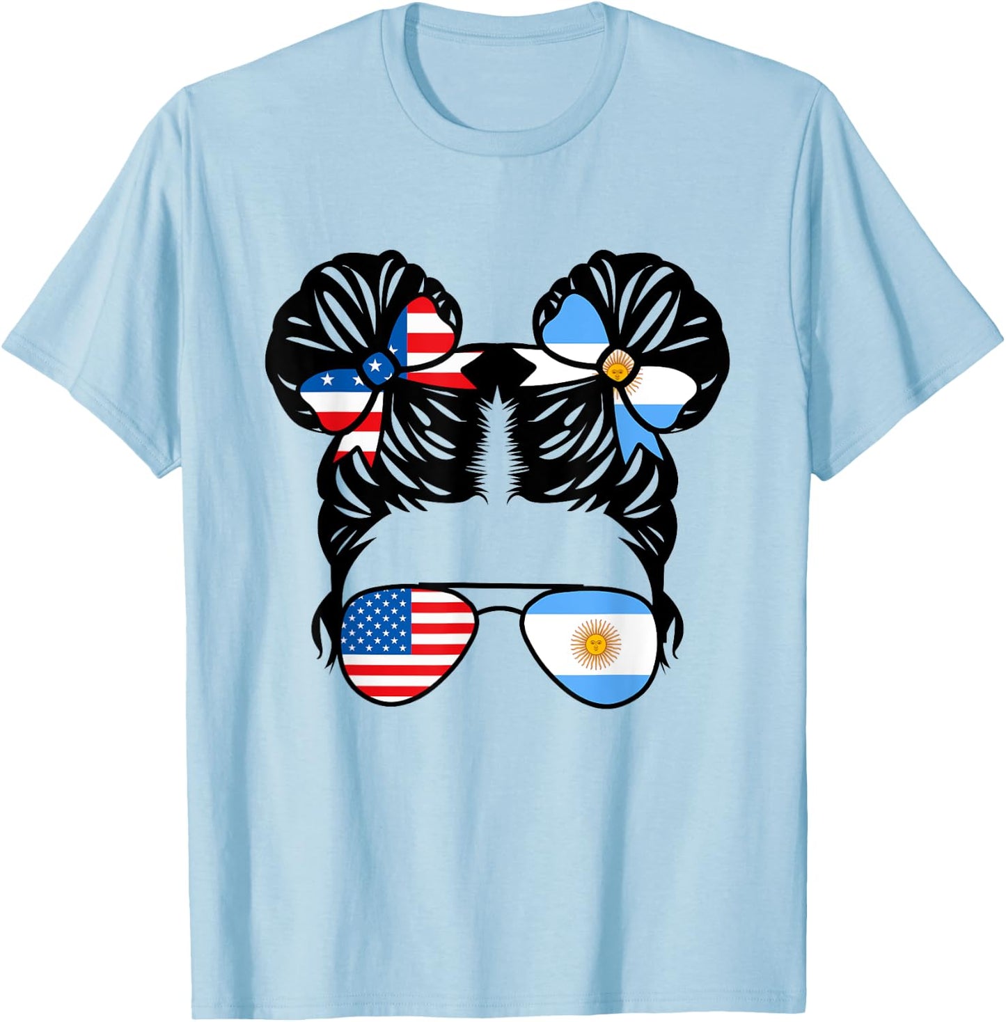 Half American Argentinian Girl USA Argentina Flag Patriot T-Shirt - T-Shirt | Light Blue