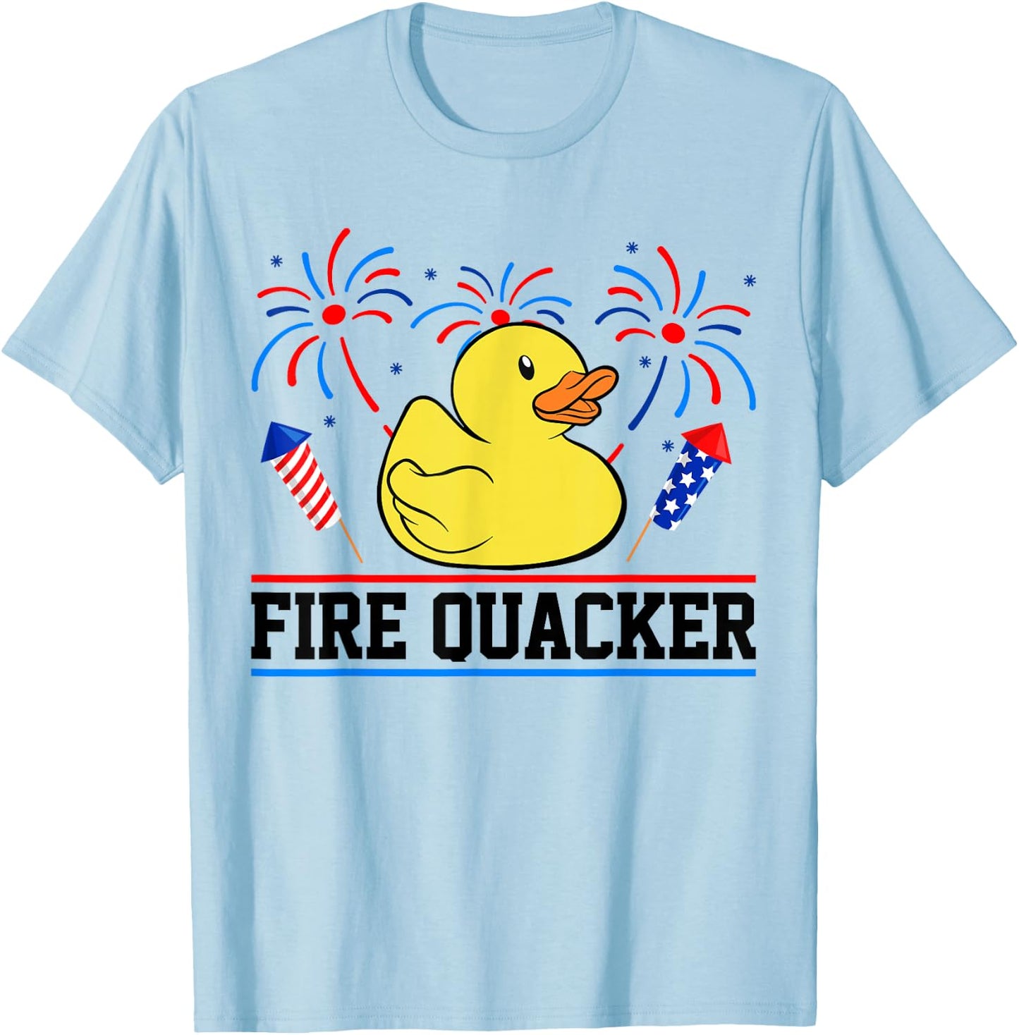 Fire Funny Quacker Rubber Duck 4th Of July Firework Family T-Shirt - T-Shirt | Light Blue