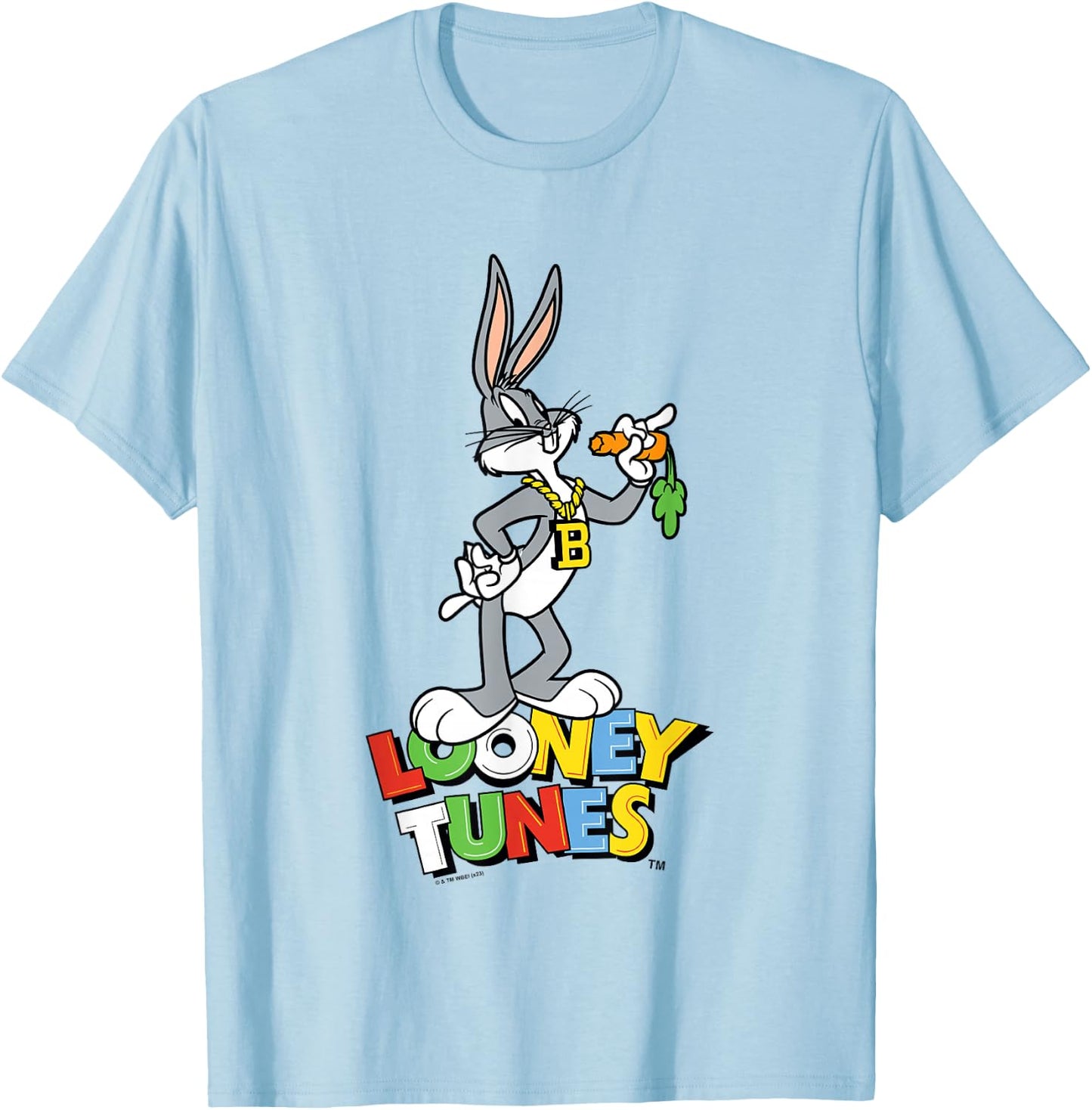 Looney Tunes Bugs Bunny With Bling Collar Portrait T-Shirt - T-Shirt | Light Blue