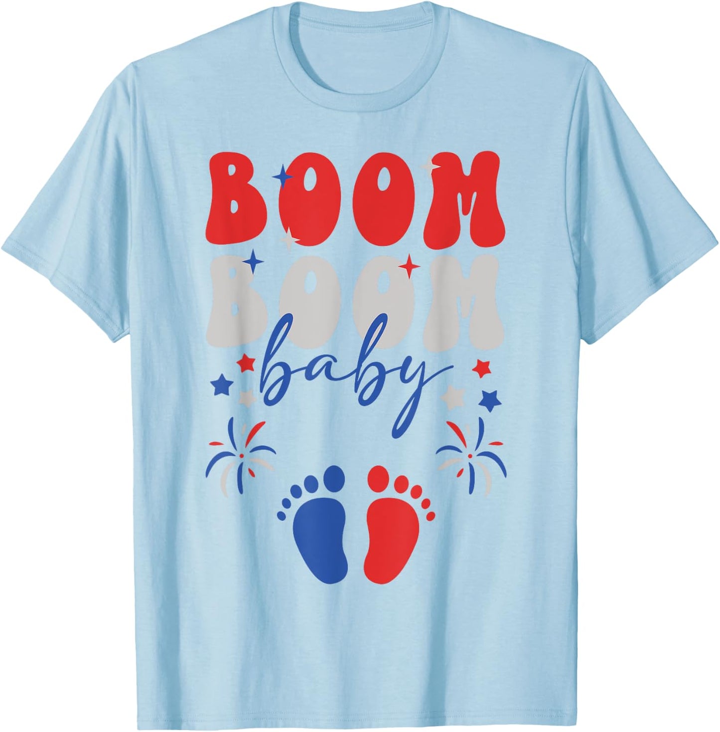 4th of July Baby Announcement 4th of July Pregnancy Reveal T-Shirt - T-Shirt | Light Blue