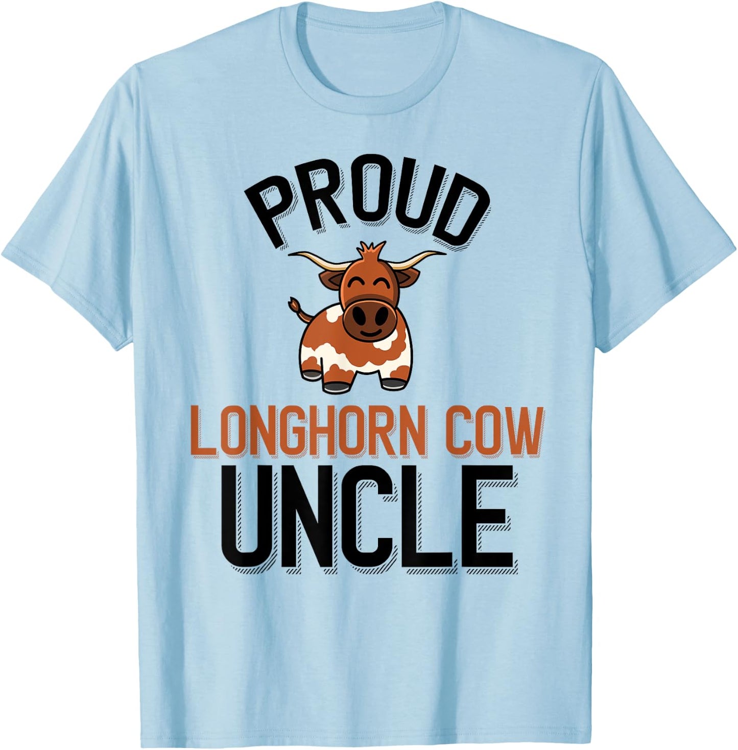 Proud Longhorn Cow Uncle Cute Longhorn Cow Family T-Shirt - T-Shirt | Light Blue