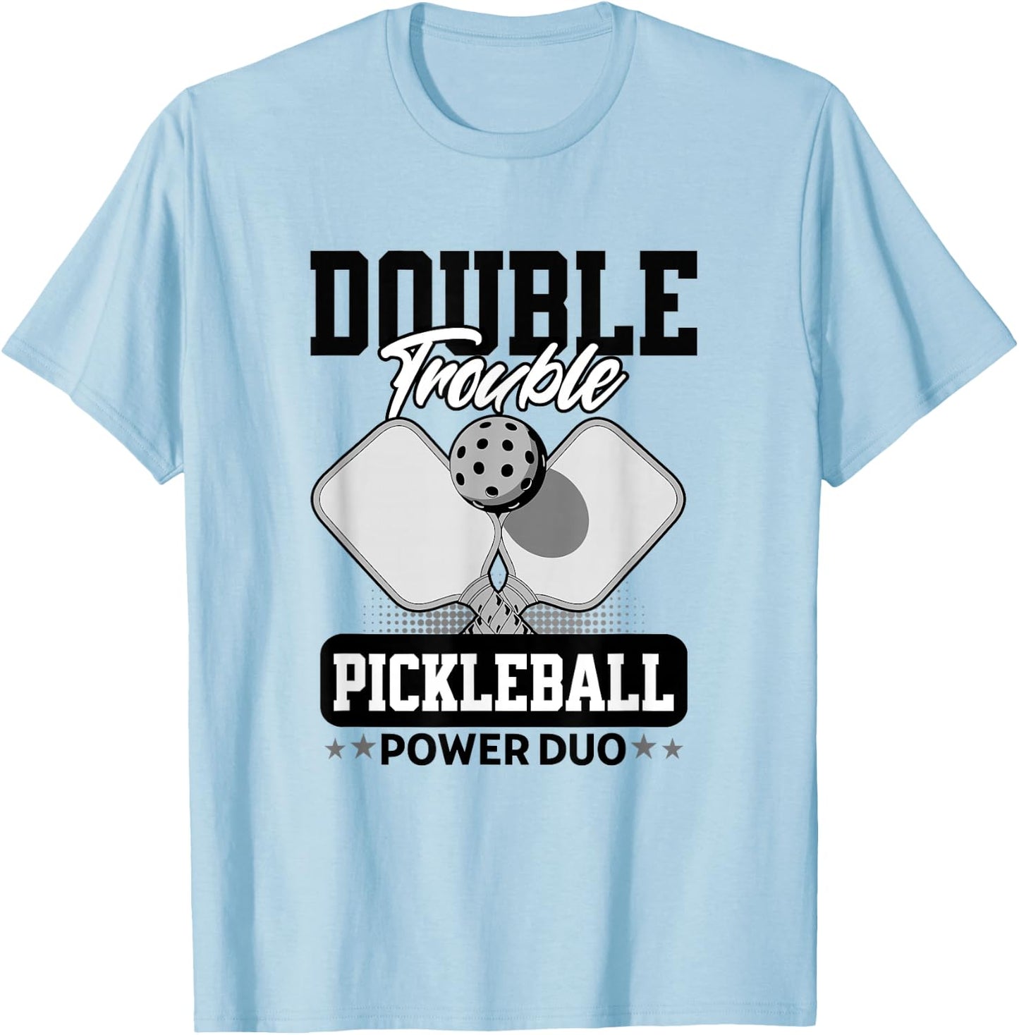 Pickleball Doubles Trouble Tournament Matching T-Shirt - T-Shirt | Light Blue