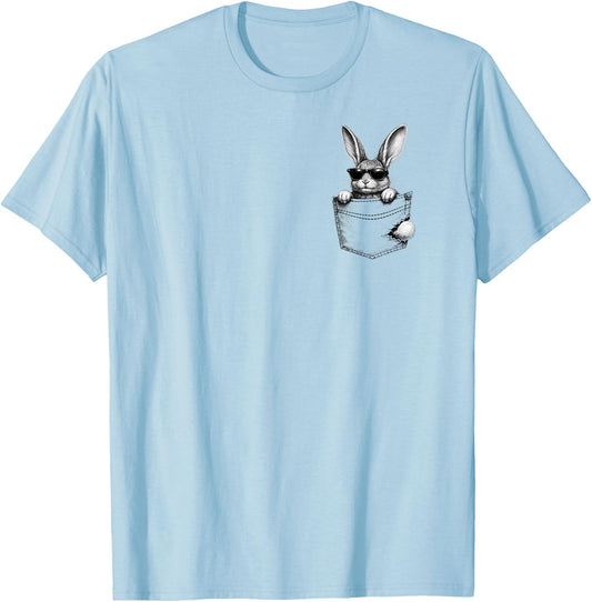 Cute and Funny Bunny in a Fake Pocket Rabbit T-Shirt - T-Shirt | Light Blue