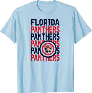 Florida Panthers Repeat White Officially Licensed T-Shirt - T-Shirt | Light Blue