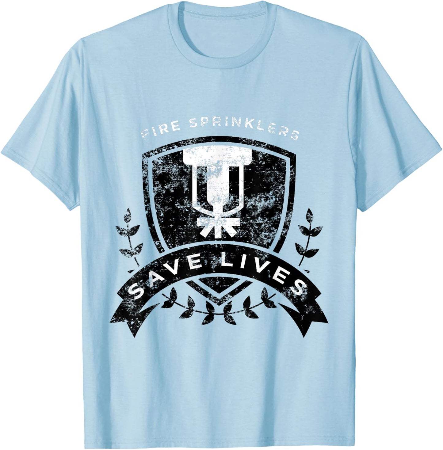 Fire Sprinklers Save Lives Logo T-Shirt - T-Shirt | Light Blue