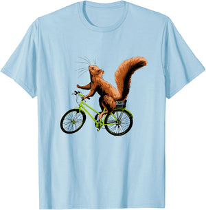 Squirrel Riding a Bicycle - Funny Cycling Shirt T-Shirt - T-Shirt | Light Blue