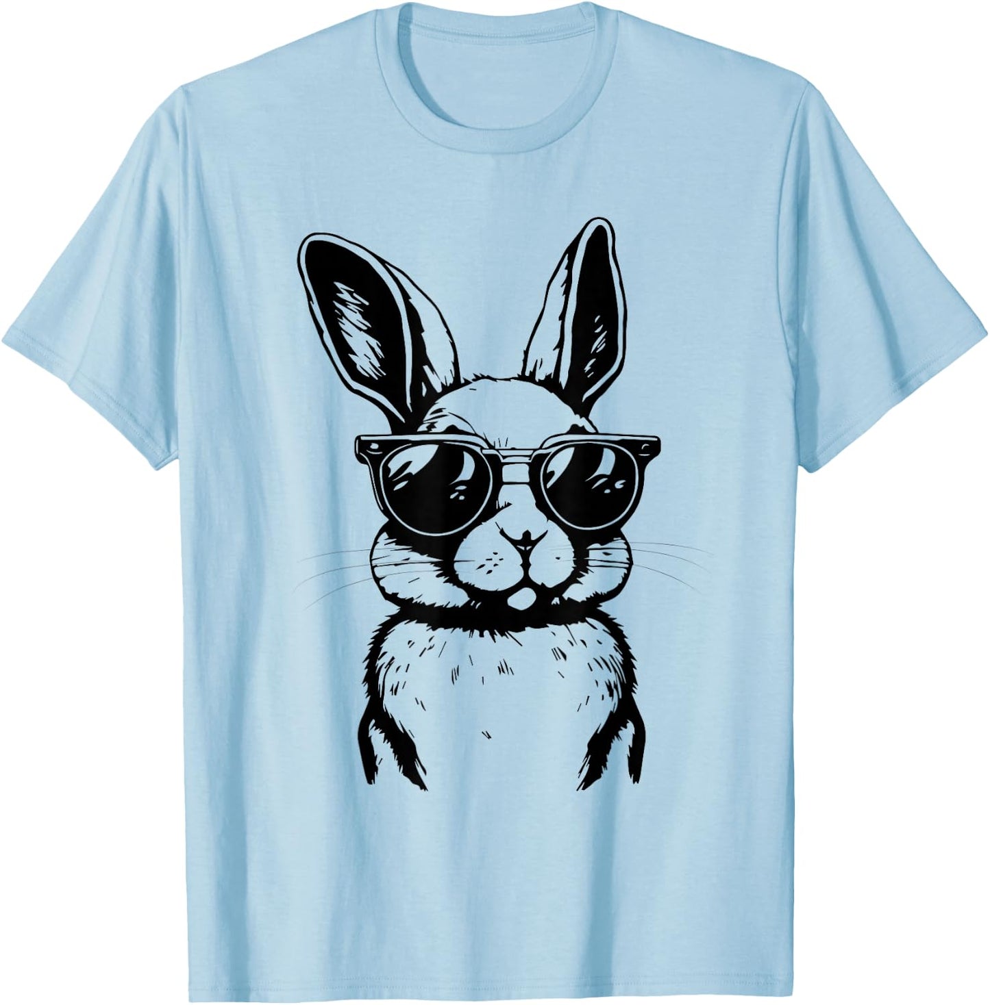 Bunny Face with Sunglasses for Boys Men Kids Easter Day Small T-Shirt - T-Shirt | Light Blue