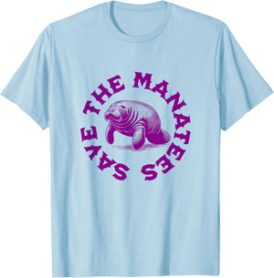 Save The Manatees T-Shirt - T-Shirt | Light Blue