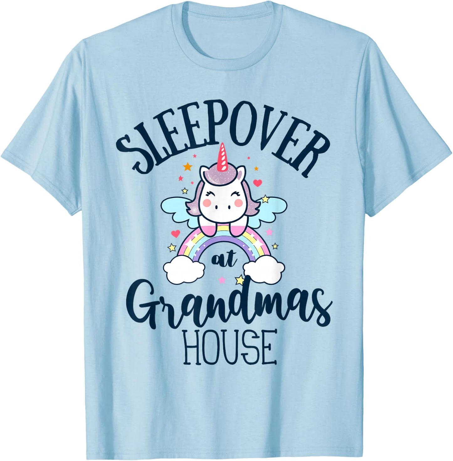 Unicorn Slumber Party Sleepover At Grandmas House PJ T-Shirt - T-Shirt | Light Blue