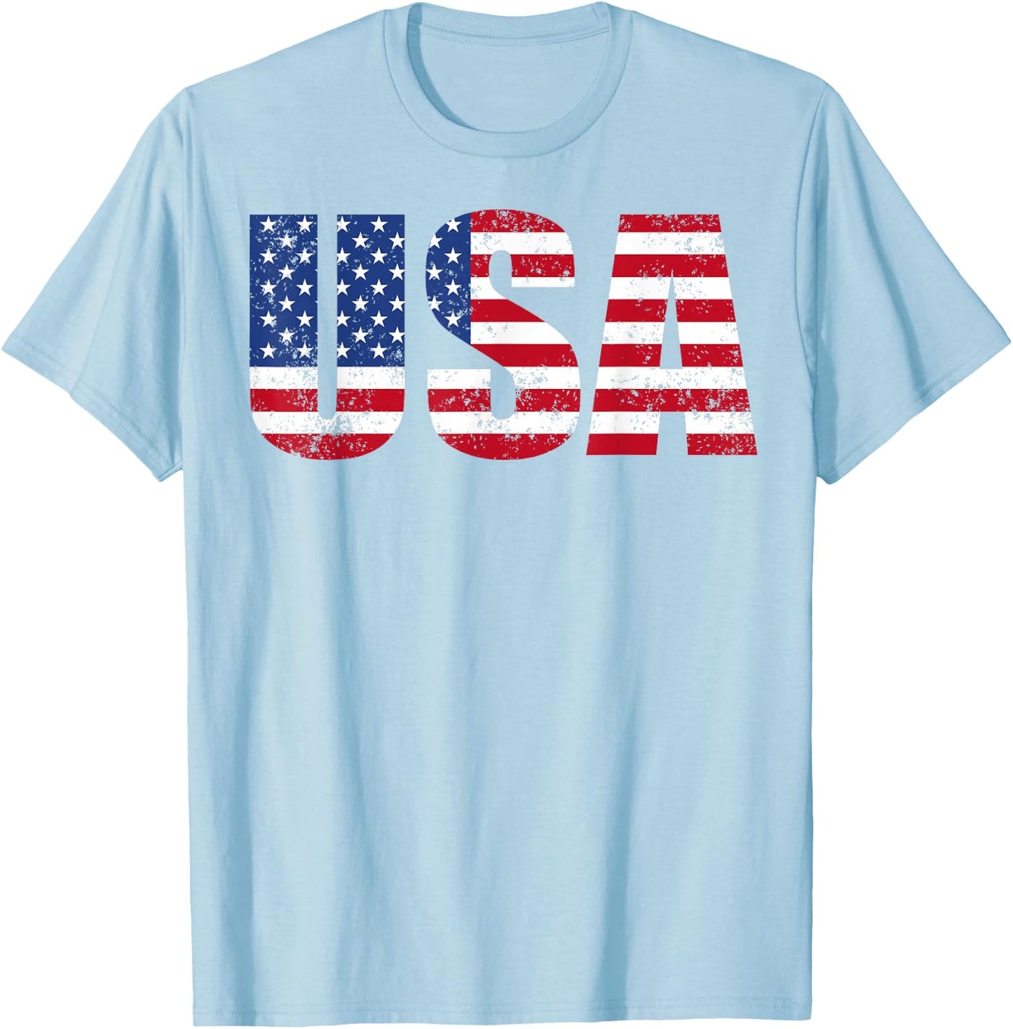 USA Patriotic American Flag Women Kids Boys Girls US T-Shirt - T-Shirt | Light Blue
