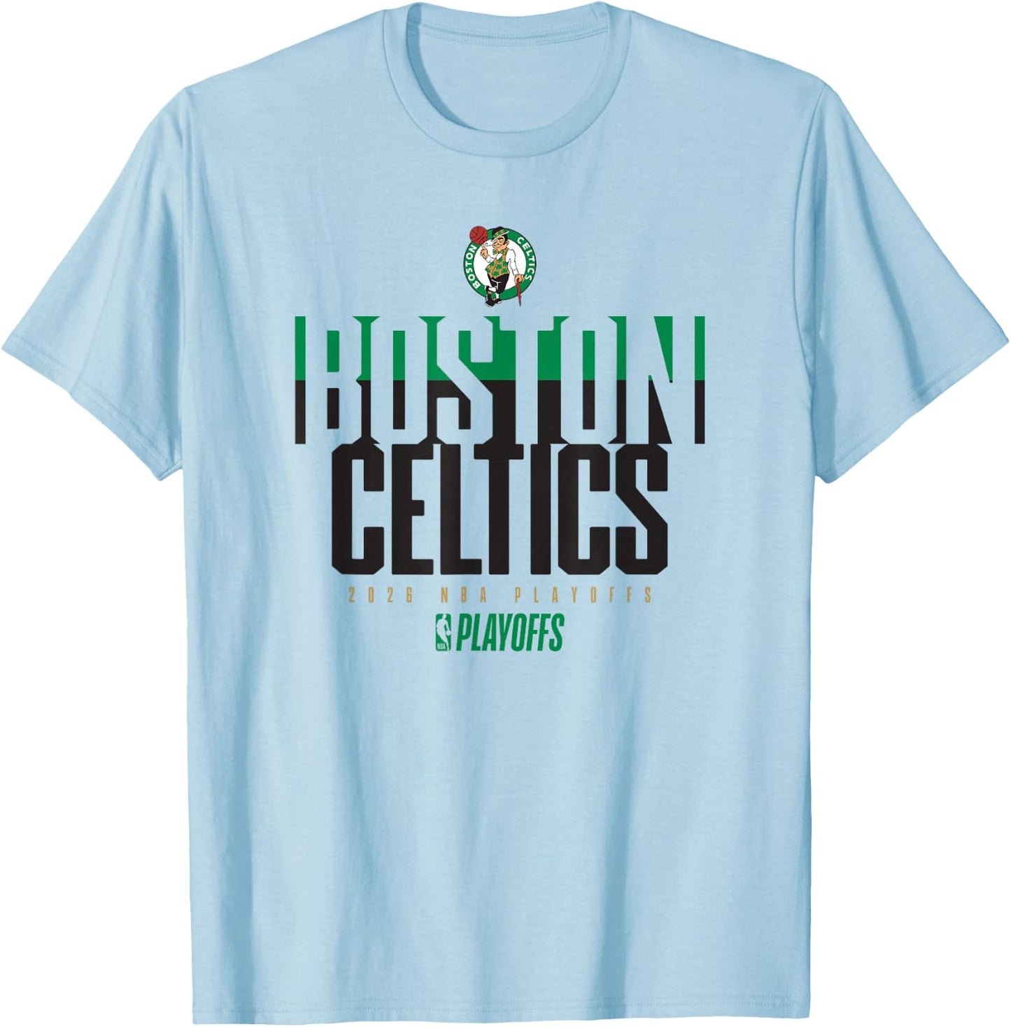 NBA Official 2026 Playoffs Boston Celtics Stacked Up T-Shirt - T-Shirt | Light Blue