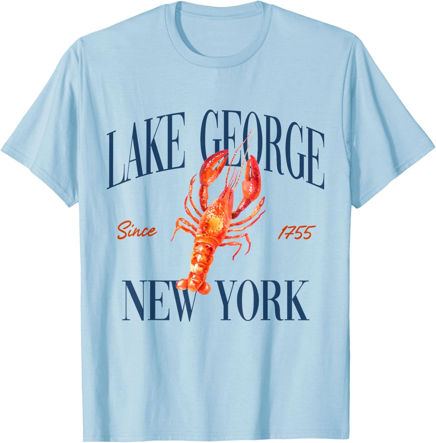 Lake George New York Est. 1755 - Old Money, Aesthetic T-Shirt - T-Shirt | Light Blue