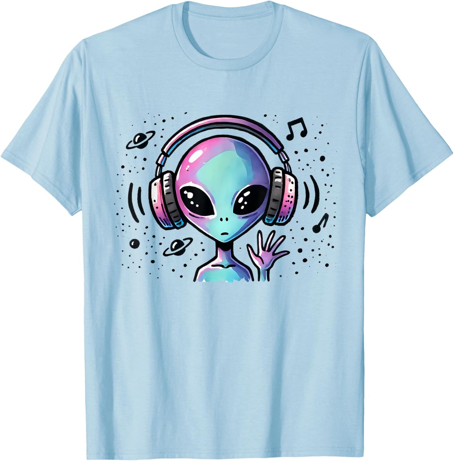 Music Lover Alien Musician UFO Extraterrestrial Space Gift T-Shirt - T-Shirt | Light Blue