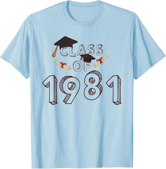 Graduation School Reunion Student Teacher Class of 1981 T-Shirt - T-Shirt | Light Blue