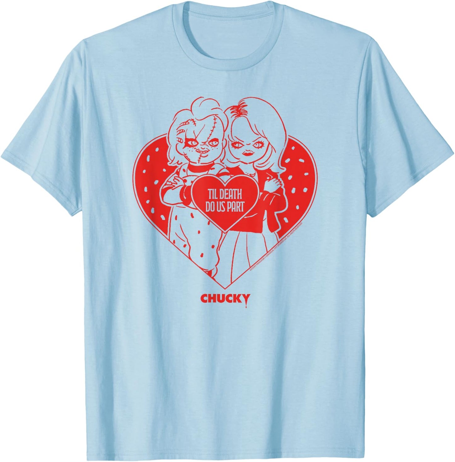 Chucky & Tiffany Til Death Do Us Part Valentine T-Shirt - T-Shirt | Light Blue