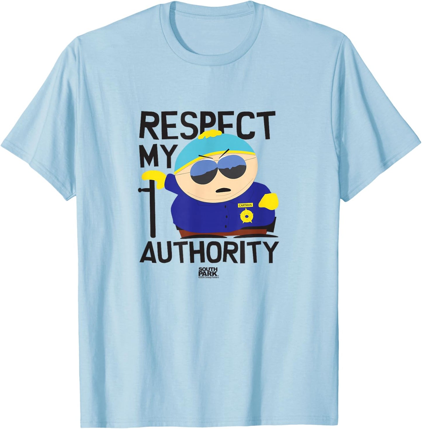 South Park Cartman: Respect My Authority , white, S T-Shirt - T-Shirt | Light Blue