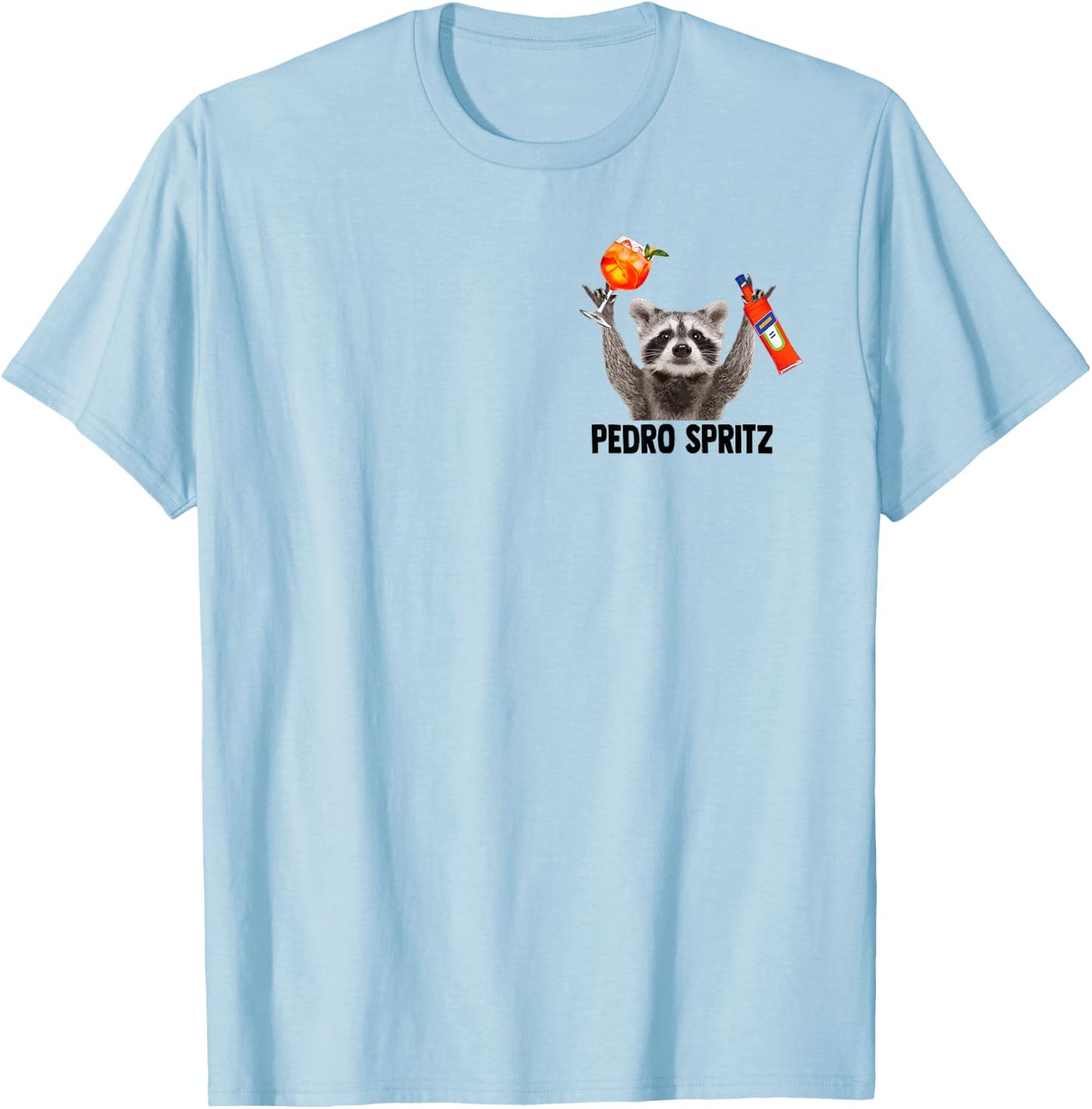 Pedro Spritz X Racoon Aperölchen Spritz Ultras , White T-Shirt - T-Shirt | Light Blue