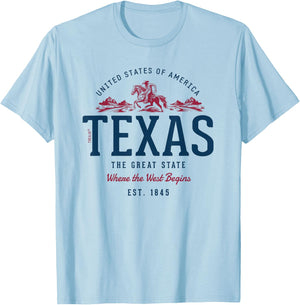 Vintage Look Retro Style United States Texas , White T-Shirt - T-Shirt | Light Blue