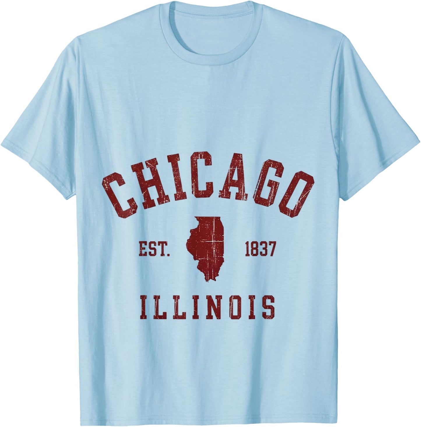 Chicago Illinois Est 1837 Vintage Style T-Shirt - T-Shirt | Light Blue