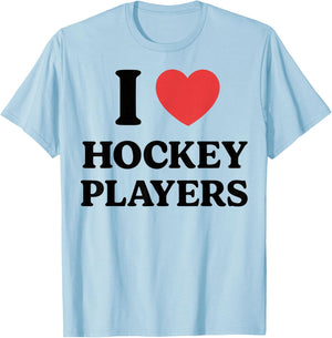I Heart Hockey Players Funny Campus Romance 2026 T-Shirt - T-Shirt | Light Blue