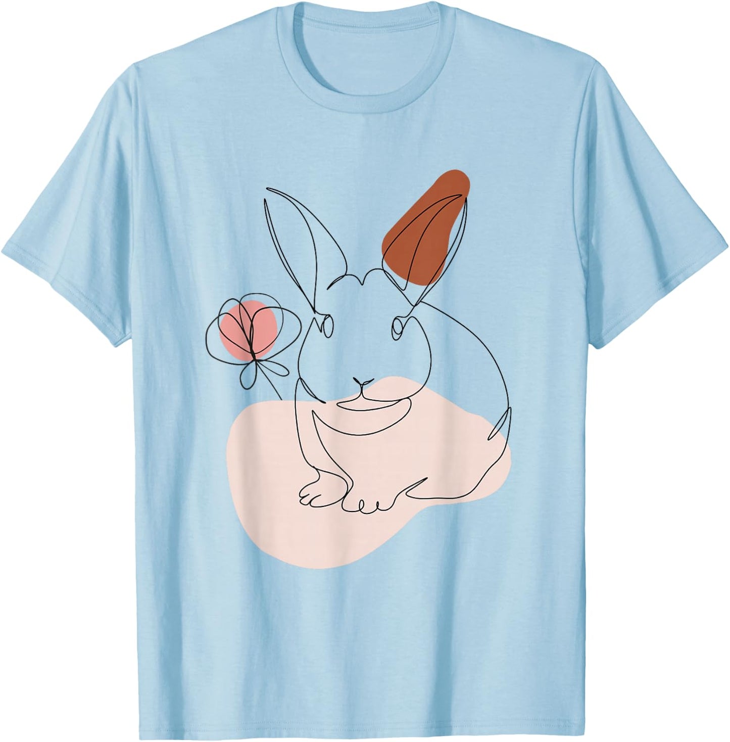 Rabbit Line Art Abstract Minimalist Bunny Face T-Shirt - T-Shirt | Light Blue