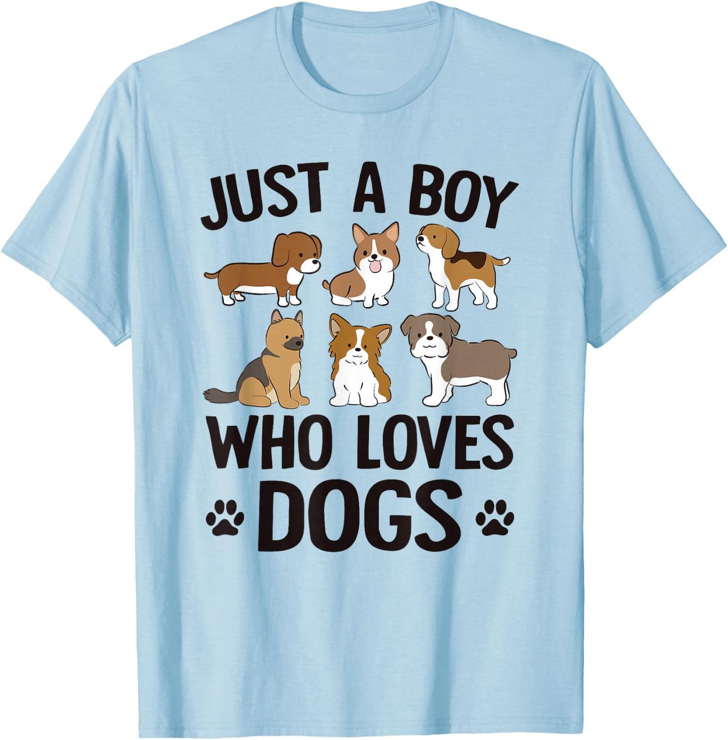 Just A Boy Who Loves Dogs Boys Toddler Puppy Dog Lover T-Shirt - T-Shirt | Light Blue