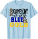 Leopard Print On Gameday We Wear Blue & Gold Funny T-Shirt - T-Shirt | Light Blue