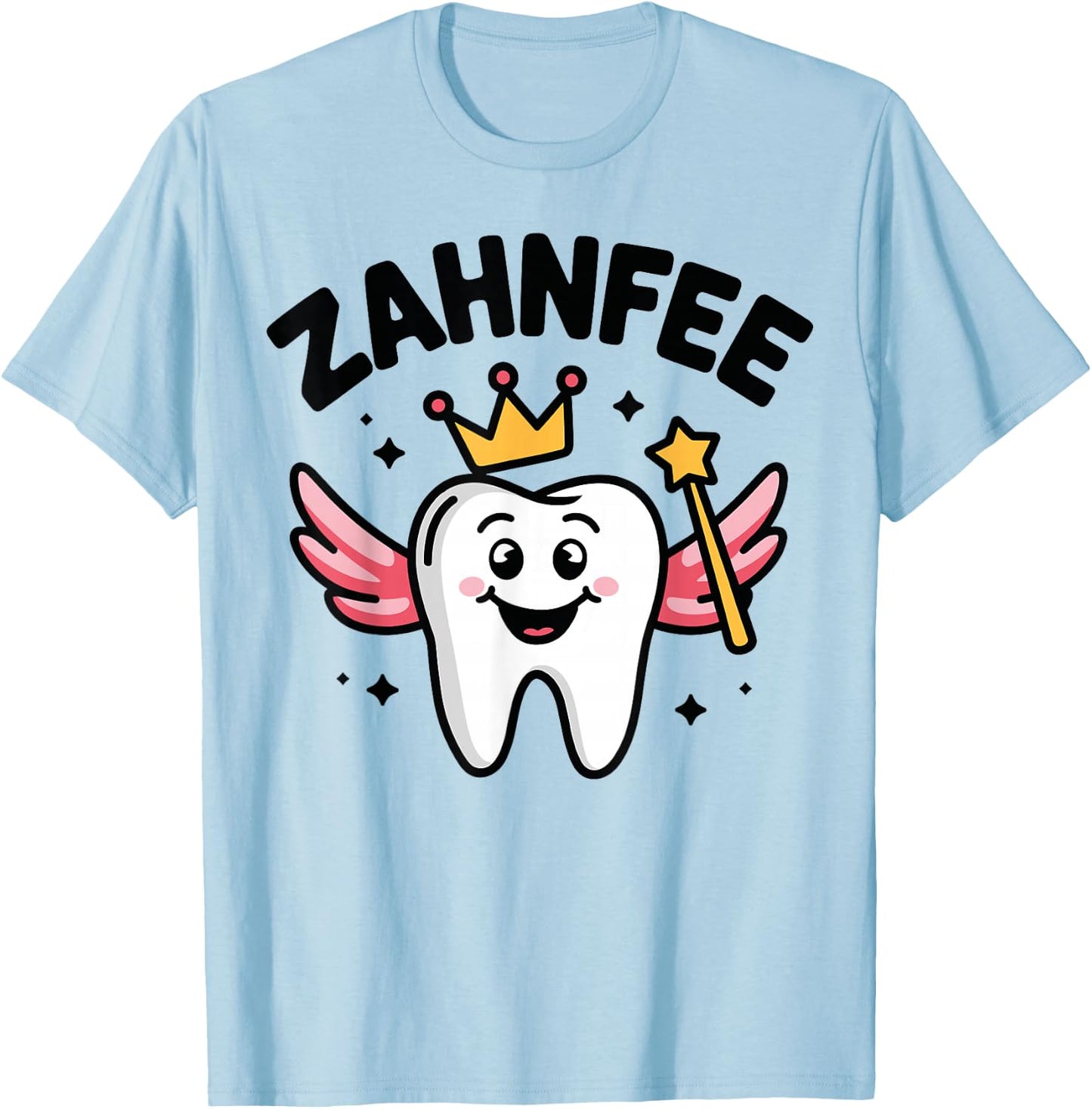 Zahnfee Shirt Damen, Weiß, Kurzarm, Small, EU 41, Cartoon, Kreuzrücken, Casual, Kostümparty T-Shirt - T-Shirt | Light Blue
