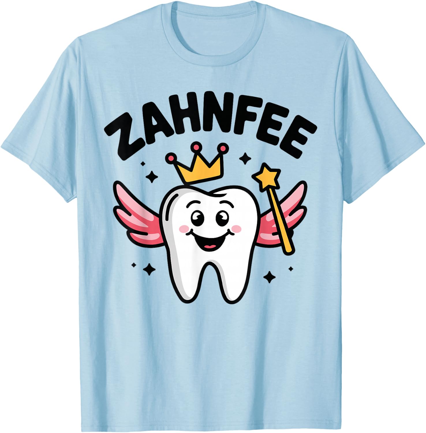 Zahnfee Shirt Damen, Weiß, Kurzarm, Small, EU 41, Cartoon, Kreuzrücken, Casual, Kostümparty T-Shirt - T-Shirt | Light Blue