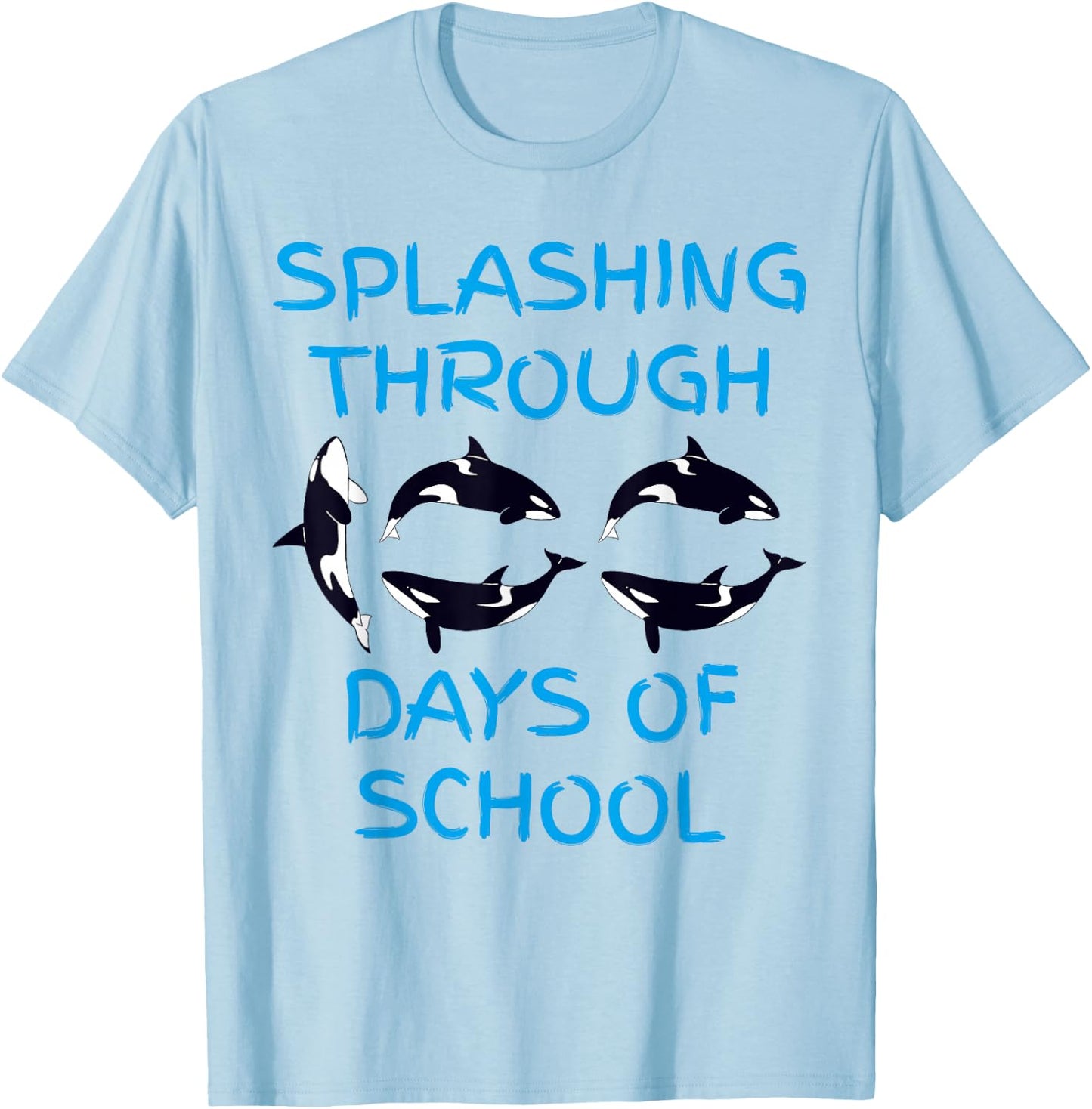 Splashing Through 100 Days of School Orca Killer Whale Kids T-Shirt - T-Shirt | Light Blue
