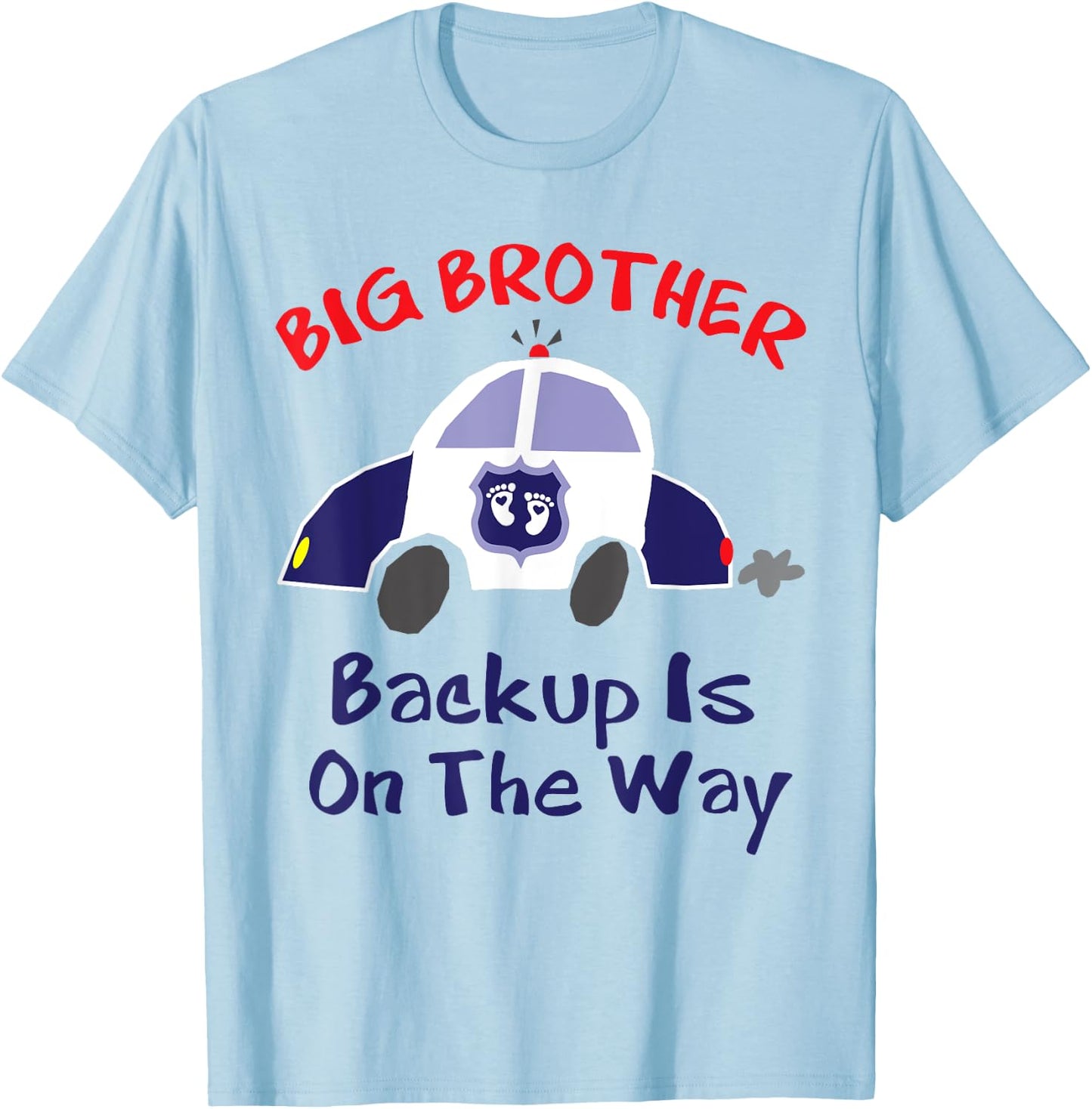 Funny Big Brother Pregnancy Announcement Shirt Police Car T-Shirt - T-Shirt | Light Blue