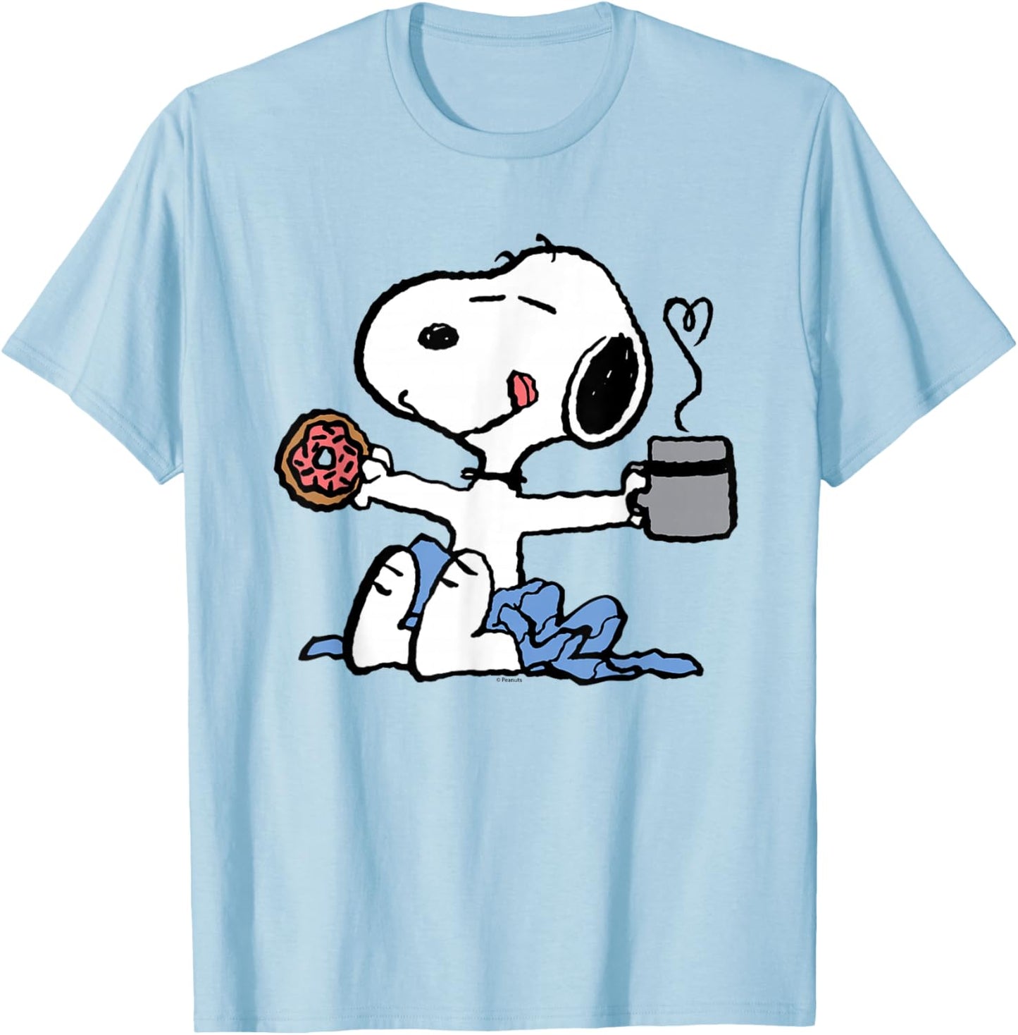 Peanuts - Donut Coffee Snoopy , blue T-Shirt - T-Shirt | Light Blue