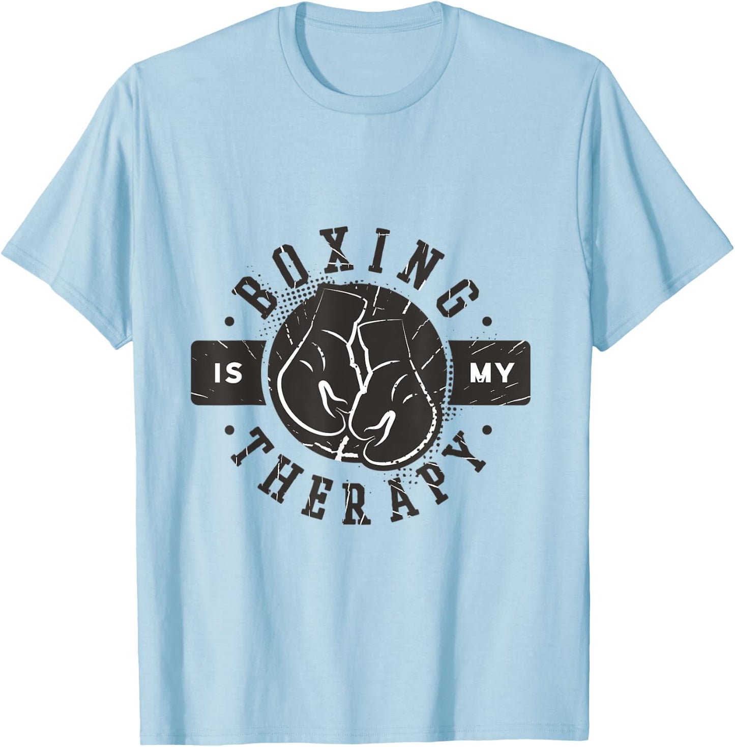 Vintage Distressed Funny Boxing is my Therapy T-Shirt - T-Shirt | Light Blue