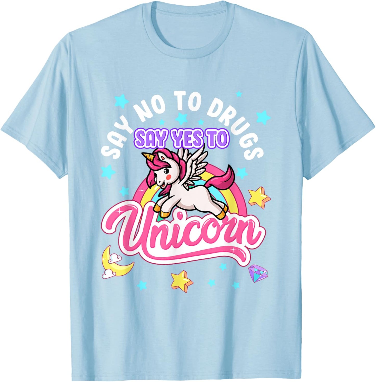 Say No Say Yes to Unicorns Red Ribbon Week T-Shirt - T-Shirt | Light Blue
