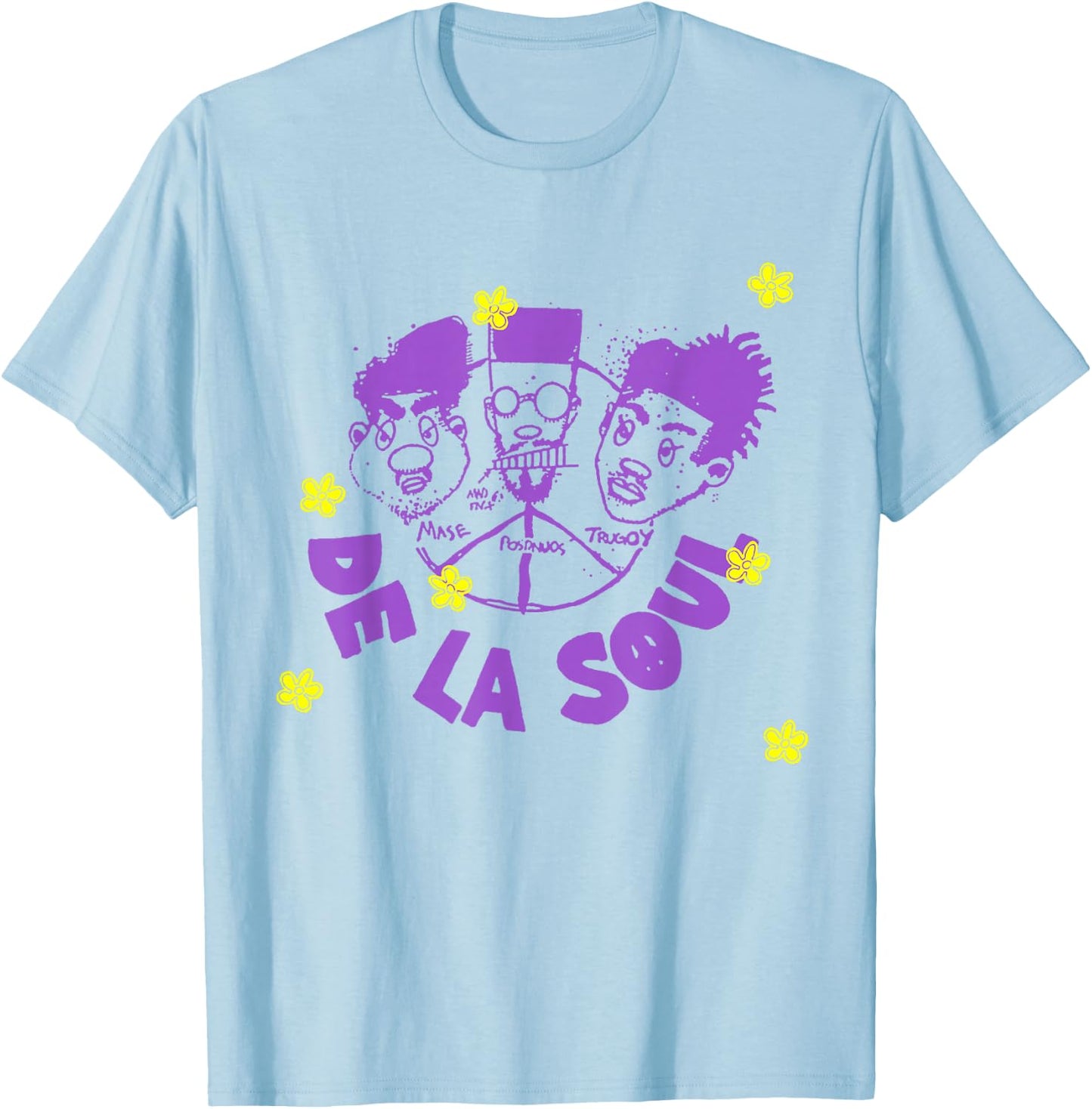 Official De La Soul Illustrated , White T-Shirt - T-Shirt | Light Blue