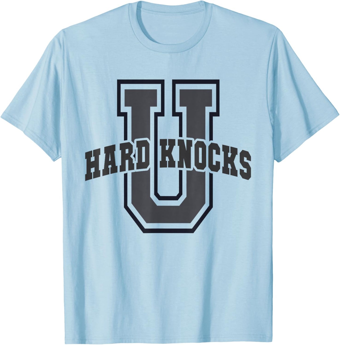 Funny University HARD KNOCKS Life College Mom Cheerleading T-Shirt - T-Shirt | Light Blue