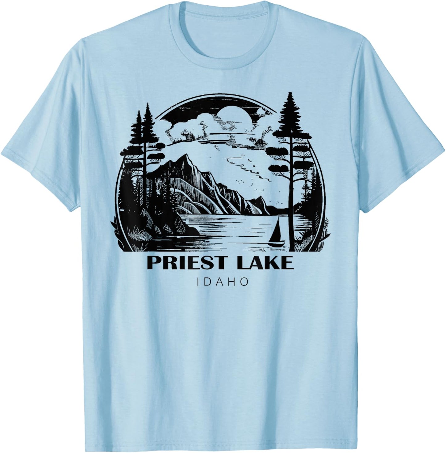 Priest Lake Idaho T-Shirt - T-Shirt | Light Blue