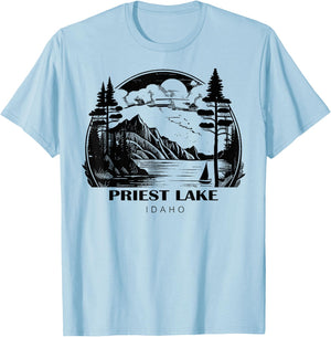 Priest Lake Idaho T-Shirt - T-Shirt | Light Blue